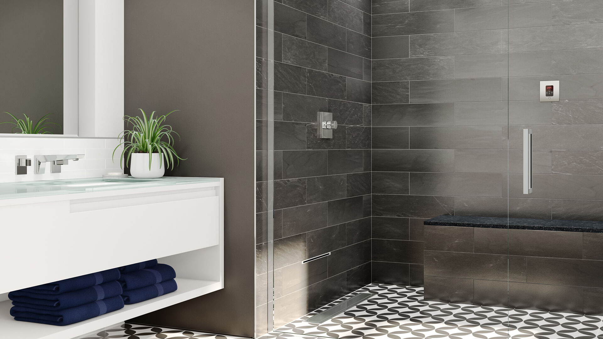 iTempo Steam Shower with Linear Steam Head